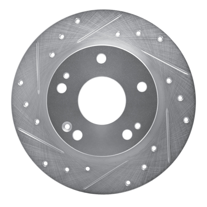 Honda Civic Brake Rotor (1) - Rear Left - R1 Concepts - Drilled & Slotted - Silver - `16-`25